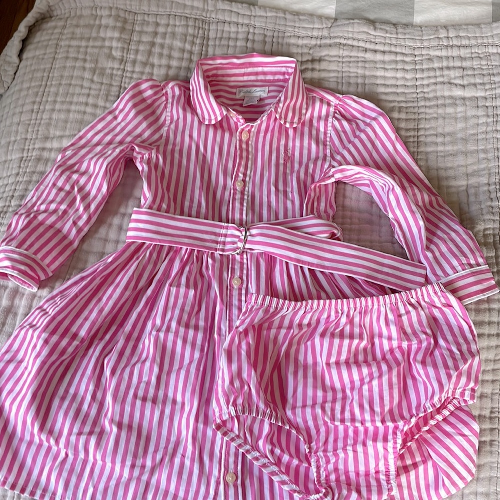 Like new toddler pink striped polo dress